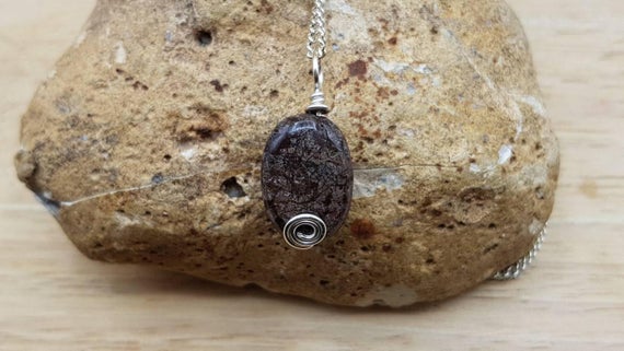 Mahogany Obsidian Pendant. Reiki Jewelry Uk. Wire Wrapped Pendant. Brown Obsidian Necklace
