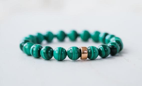 Aaaa+ Genuine Malachite Bracelet 8mm, Natural Malachite Jewelry, Green Malachite Bracelet, Green Gemstone Bracelet Healing Stone