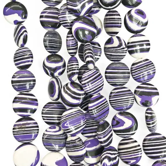 14mm Purple Malachite Coin Beads, Gemstone Beads, Wholesale Beads