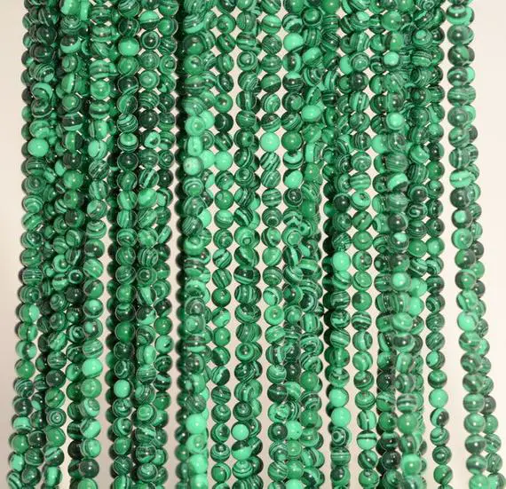 3mm Hedge Mazes Malachite Gemstone Swirl Green Round 3mm Loose Beads 16 Inch Full Strand (90114020-107 - 3mm A)