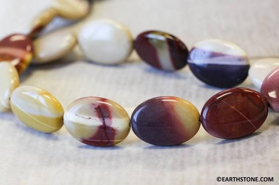 L/ Mookaite 18x25mm/ 15x20mm Flat Oval Beads 16" Strand Natural Mixed Red And Yellow Beads Origin Australia For Jewelry Making