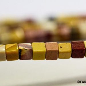 Shop Mookaite Jasper Beads! S/ Mookaite 4x4mm Cube Loose Beads 16" strand Natural Red, Yellow, White Australia Mookaite Jasper beads for jewelry making | Natural genuine beads Mookaite Jasper beads for beading and jewelry making.  #jewelry #beads #beadedjewelry #diyjewelry #jewelrymaking #beadstore #beading #affiliate #ad