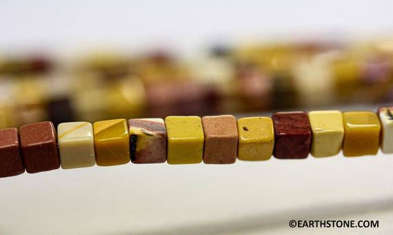 S/ Mookaite 4x4mm Cube Beads 16" Strand Natural Mookaite Jasper Gemstone Beads For Jewelry Making