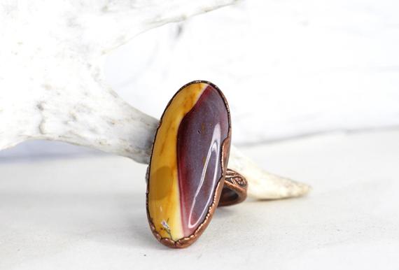 Mookaite Ring - Size 10 1/2 - Mookaite Jasper Cabochon - Colorful Stone - Natural Stone Ring