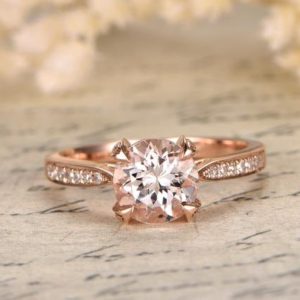 Morganite Ring, Engagement Ring Rose Gold Morganite,14K Solid Gold,Solitaire Ring,Wedding Band Women,Rose Gold Ring,Diamond Engagement Ring | Natural genuine Array rings, simple unique alternative gemstone engagement rings. #rings #jewelry #bridal #wedding #jewelryaccessories #engagementrings #weddingideas #affiliate #ad