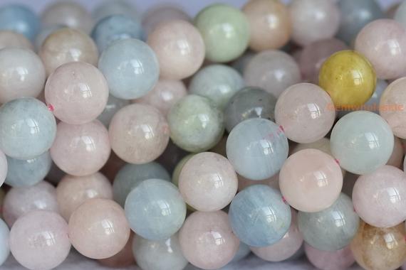 15.5“ 8mm/10mm Natural Morganite Multi Color Round Beads, A Grade, Blue Green Pink Semi-precious Stone, Milky Multi Color Gemstone,ygyo