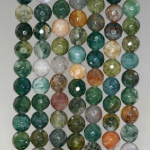 Shop Moss Agate Faceted Beads! 4mm Moss Agate Gemstone Faceted Round 4mm Loose Beads 15 inch Full Strand (90189150-90) | Natural genuine faceted Moss Agate beads for beading and jewelry making.  #jewelry #beads #beadedjewelry #diyjewelry #jewelrymaking #beadstore #beading #affiliate #ad