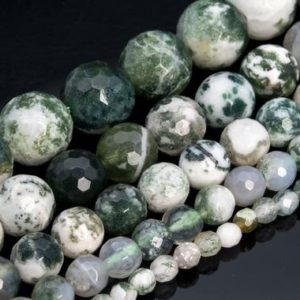 Green & White Moss Agate Beads Grade A+ Genuine Natural Gemstone Micro Faceted Round Loose Beads 6MM 8MM 10MM Bulk Lot Options | Natural genuine faceted Moss Agate beads for beading and jewelry making.  #jewelry #beads #beadedjewelry #diyjewelry #jewelrymaking #beadstore #beading #affiliate #ad