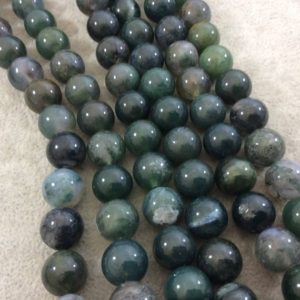 Shop Moss Agate Round Beads! 12mm Smooth Round/Ball Shaped Green Moss Agate Beads – 15.25" Strand (Approximately 33 Beads per Strand) – Natural Semi-Precious Gemstone | Natural genuine round Moss Agate beads for beading and jewelry making.  #jewelry #beads #beadedjewelry #diyjewelry #jewelrymaking #beadstore #beading #affiliate #ad