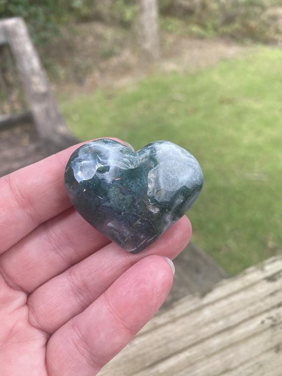 Moss Agate Crystal Heart - Reiki Charged - Powerful Earth -energy - Nature Spirits - New Beginnings - Ease Depression #2
