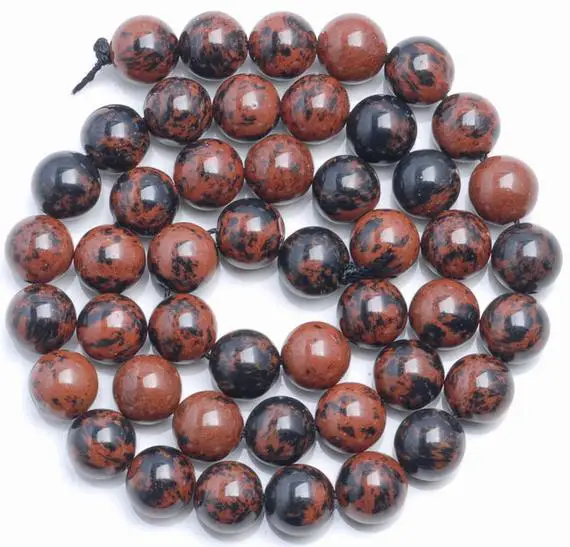 10 Strands 10mm Mahogony Obsidian Gemstone Round Loose Beads 15 Inch Full Strand (80005915-m33 X10)