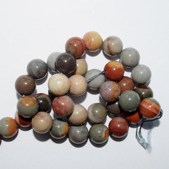 10 Mm Natural Ocean Jasper Beads - Round 10 Mm Gemstone Beads - Full Strand 15 1/2", 38 Beads, A+ Quality