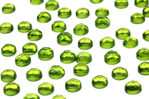 Lab Created Peridot,august Birthstone,faceted Cabochon,round Cabochon,semiprecious Gems,jewelry Supplies,transparent Cabochon - Aa Quality