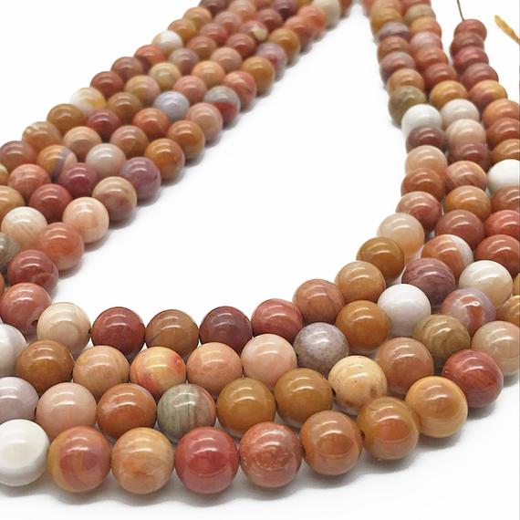 8mm Petrified Wood Jasper Beads, Round Gemstone Beads, Wholesale Beads