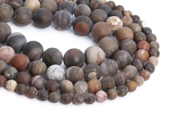 Genuine Natural Matte Petrified Wood Jasper Loose Beads Round Shape 6mm 8mm 10mm 12mm