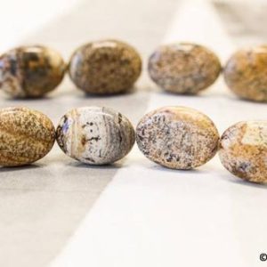 L/ Picture Jasper 15x20mm Flat Oval Beads 15.5" strand Natural Earthy Color jasper beads For Crafts, DIY Jewelry Making | Natural genuine other-shape Gemstone beads for beading and jewelry making.  #jewelry #beads #beadedjewelry #diyjewelry #jewelrymaking #beadstore #beading #affiliate #ad