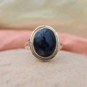 Shop Pietersite Rings! Designer Pietersite Ring, 925 Sterling Silver, Blue Color Stone, Split Band Ring, Silver Gemstone Jewelry, Can Be Personalized, Sale, Gift | Natural genuine Pietersite rings, simple unique handcrafted gemstone rings. #rings #jewelry #shopping #gift #handmade #fashion #style #affiliate #ad