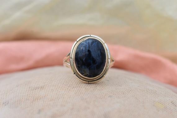 Designer Pietersite Ring, 925 Sterling Silver, Blue Color Stone, Split Band Ring, Silver Gemstone Jewelry, Can Be Personalized, Sale, Gift