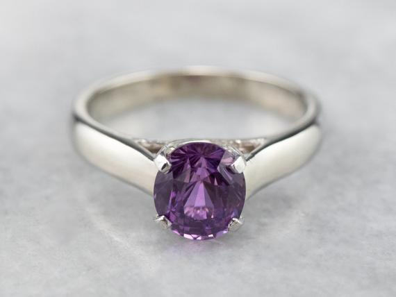 Color Change Sapphire Engagement Ring, Pink Sapphire Ring, Purple Sapphire Ring, Anniversary Ring, Solitaire Ring, Mrzuuf3d