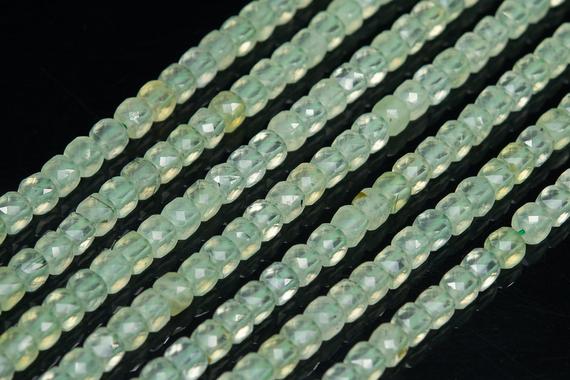 Genuine Natural Prehnite Loose Beads Grade Aaa Faceted Cube Shape 4mm