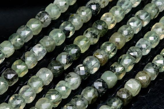 Genuine Natural Prehnite Loose Beads Grade Aa Faceted Cube Shape 4-5mm