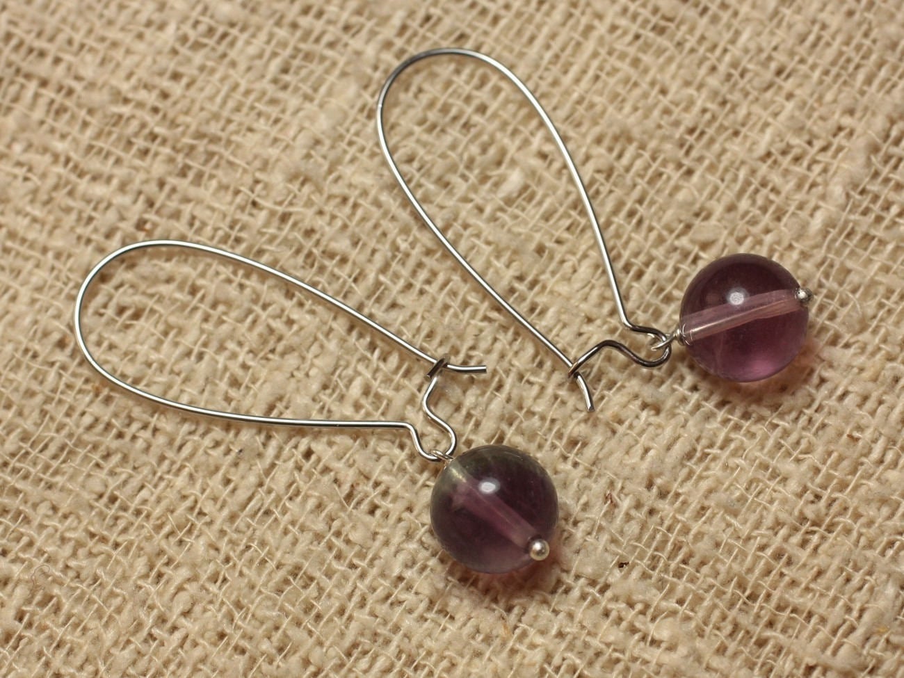Boucles Oreilles Fluorite Violette Boucles Oreilles Fluorite Violette
