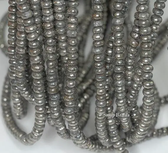 4x2mm Iron Pyrite Gemstone Grade Ab Rondelle 4x2mm Loose Beads 15.5 Inch Full Strand (90187831-421)