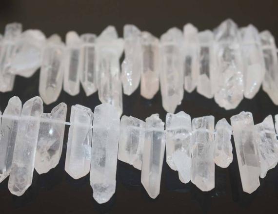 Natural Top Drilled Quartz Point Beads,quartz Crystal Beads,one Strand 15",quartz Beads, Crystal Beads