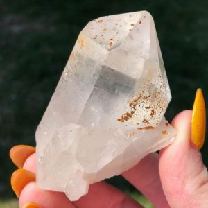 Shop Raw & Rough Quartz Stones! Clear Quartz Cluster with Iron Sprinkles | Natural genuine stones & crystals in various shapes & sizes. Buy raw cut, tumbled, or polished gemstones for making jewelry or crystal healing energy vibration raising reiki stones. #crystals #gemstones #crystalhealing #crystalsandgemstones #energyhealing #affiliate #ad