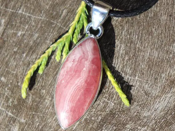 Rhodochrosite 925 Silver, Healing Stone Necklace With Positive Healing Energy!