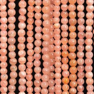 Shop Rhodochrosite Round Beads! Genuine Natural Argentina Rhodochrosite Gemstone Beads 3MM Orange Pink Round A+ Quality Loose Beads (111119) | Natural genuine round Rhodochrosite beads for beading and jewelry making.  #jewelry #beads #beadedjewelry #diyjewelry #jewelrymaking #beadstore #beading #affiliate #ad