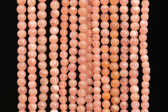 Genuine Natural Argentina Rhodochrosite Gemstone Beads 3mm Orange Pink Round A+ Quality Loose Beads (111119)