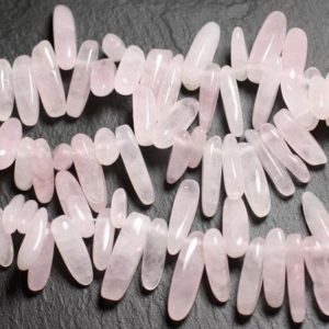 Shop Rose Quartz Chip & Nugget Beads! Fil 39cm 70pc environ – Perles Pierre – Quartz Rose Chips Rocailles Batonnets 8-20mm rose clair | Natural genuine chip Rose Quartz beads for beading and jewelry making.  #jewelry #beads #beadedjewelry #diyjewelry #jewelrymaking #beadstore #beading #affiliate #ad