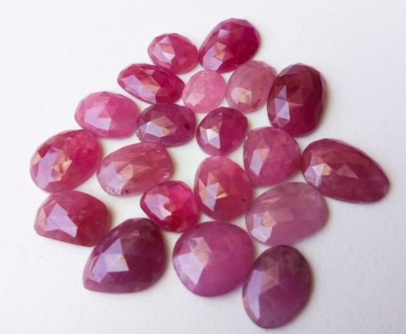 8-12mm Pink Ruby Rose Cut Cabochons, Natural Ruby Rose Cut Flat Back Cabochons, Loose Ruby Gemstones, 5 Pcs Ruby For Jewelry - Pdg283