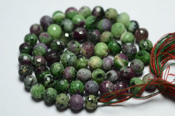 13 Inches Strand Natural Ruby Ziosite Disco Ball Beads 5.5mm To 6mm Faceted Gemstone Balls Beads Rare Ruby Ziosite Beads No4157