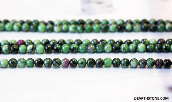 S/ Ruby Zoisite 6mm/ 4mm/ 3mm Round Beads 15.5" Strand Natural Mix Ruby Red Green Small Size Beads For Spacer For Jewelry Designs