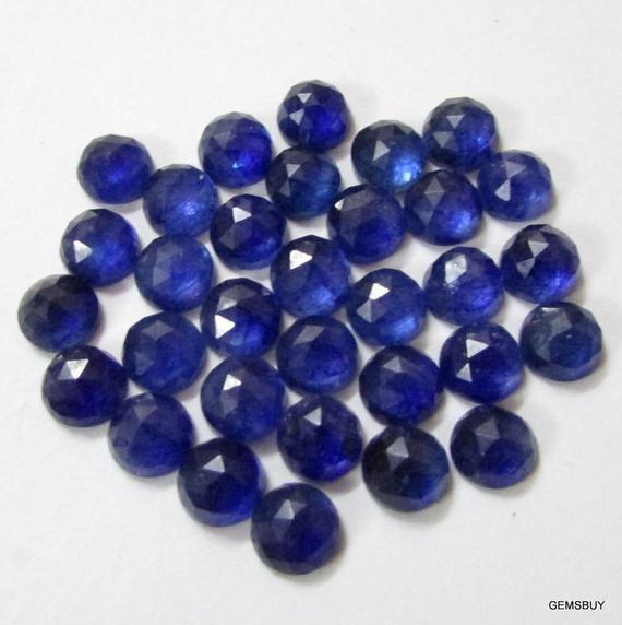 1 Pieces 6mm Blue Sapphire Rosecut Cabochon Round Gemstone, Blue Sapphire Round Rose Cut Aa Quality Gemstone, Blue Sapphire Rose Cut Round