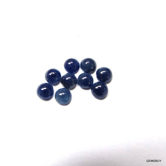 5 Pieces 2mm Blue Sapphire Cabochon Round Loose Gemstone, Natural Blue Sapphire Round Cabochon Gemstone, Unheated Or Untreated 100% Natural