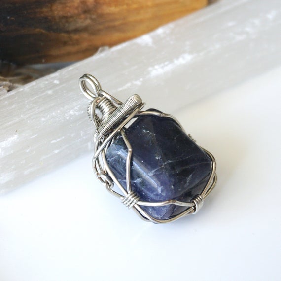 Sapphire Necklace Men, Raw Sapphire Necklace, September Birthstone, 40th Birthday Gift Husband