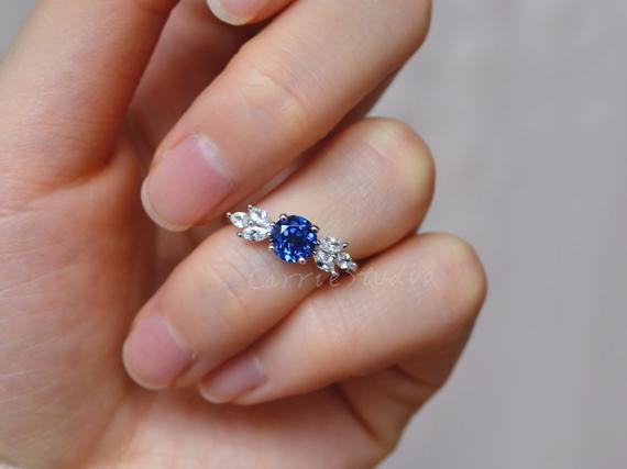 Sterling Silver Blue Sapphire Ring Sapphire Promise Ring Anniversary Ring Birthday Gift For Her September Birthstone