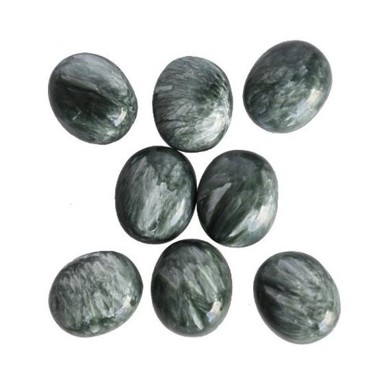 Green Seraphinite, Natural Seraphinite Cabochons, Oval Shapre Seraphinite, Rare Gemstone, Loose Gemstone For Jewelry, Calibrated, Aaa Grade