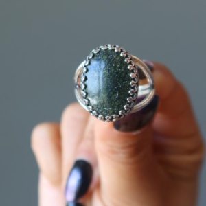 Shop Serpentine Rings! Serpentine Ring Green Russian Gemstone in Adjustable Sterling Silver | Natural genuine Serpentine rings, simple unique handcrafted gemstone rings. #rings #jewelry #shopping #gift #handmade #fashion #style #affiliate #ad