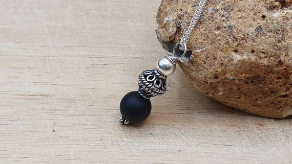 Rare Black Shungite Pendant Necklace. 5% Carbon From Kazakhstan (does Not Conduct Electricity). Reiki Jewelry Uk. 10mm Stone