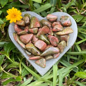 Small Tumbled Unakite Stone: Polished Green & Orange Crystals