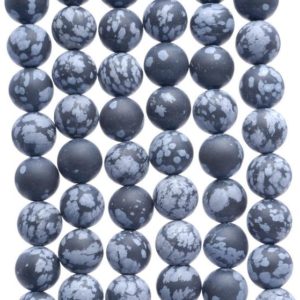 Shop Snowflake Obsidian Round Beads! 8MM Matte Snowflake Obsidian Gemstone Round Loose Beads 15 inch Full Strand (80002358-M9) | Natural genuine round Snowflake Obsidian beads for beading and jewelry making.  #jewelry #beads #beadedjewelry #diyjewelry #jewelrymaking #beadstore #beading #affiliate #ad
