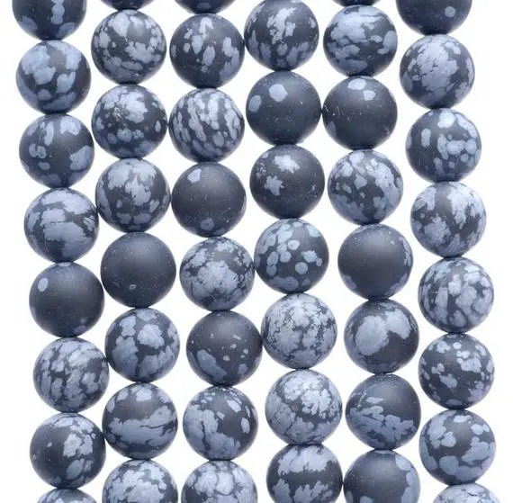 8mm Matte Snowflake Obsidian Gemstone Round Loose Beads 15 Inch Full Strand (80002358-m9)