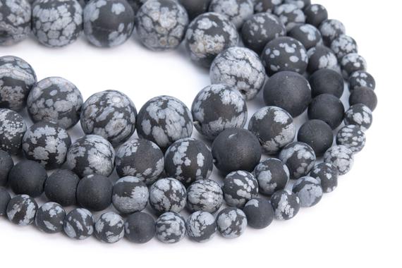 Genuine Natural Matte Snowflake Obsidian Loose Beads Round Shape 6mm 8mm