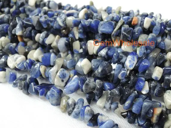 34" Sodalite 5x10mm Chips , Sodalite Small Chips Gemstone, Blue Color Small Diy Jewelry Beads, Gemstone Wholesaler