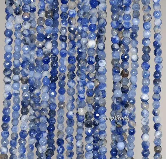 3mm Blueberry Sodalite Gemstone Blue Faceted Round 3mm Loose Beads 15.5 Inch Full Strand (90192002-344)