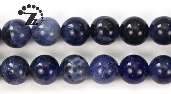 Blue Sodalite Smooth Round Beads,sodalite,natural,gemstone,diy Beads,jewelry Making,4mm 6mm 8mm 10mm 12mm 14mm  For Choice,15" Full Strand